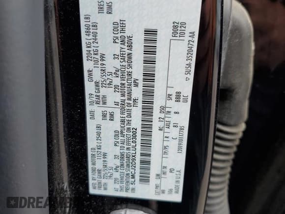✅ 2020 Lincoln Corsair Reserve • VIN: 5LMCJ2D9XLUL03002 • Lot: 60353083. Wystawiony na Copart z przebiegiem 76 165 mil. Bezpłatny archiwum sprzedaży aukcyjnych z USA i szczegółowy raport historii pojazdu na DreamBid. Zdjęcie 12.