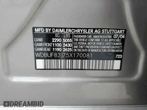 ✅ 2005 Mercedes-Benz E 500 • VIN: WDBUF83J75X170081 • Lot: 82342585. Wystawiony na Copart z przebiegiem 153 205 mil. Bezpłatny archiwum sprzedaży aukcyjnych z USA i szczegółowy raport historii pojazdu na DreamBid. Zdjęcie 12.
