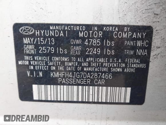 ✅ 2013 Hyundai Azera • VIN: KMHFH4JG7DA287466 • Лот: 43068958. Опубликован ранее на IAAI с пробегом 144 505 миль. Бесплатный доступ к архиву аукционных продаж из США и подробный отчёт об истории автомобиля на DreamBid. Изображение 9.