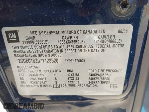 2007 Chevrolet Silverado 1500 LT1 z VIN 2GCEC13Z971123520, wystawiony jako IAAI lot #41922901 z przebiegiem Nie podano mil oraz . Historia ofert i sprzedaży dostępna na DreamBid. Obrazek 9.