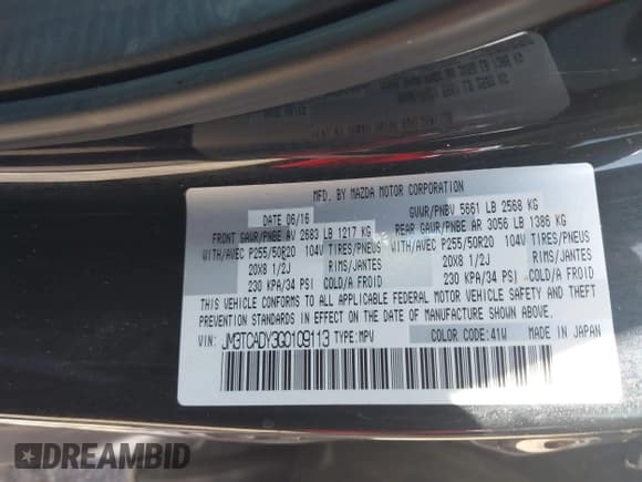 ✅ 2016 Mazda CX-9 Grand Touring • VIN: JM3TCADY3G0109113 • Lot: 42673583. Wystawiony na IAAI z przebiegiem 122 463 mil. Bezpłatny archiwum sprzedaży aukcyjnych z USA i szczegółowy raport historii pojazdu na DreamBid. Zdjęcie 9.