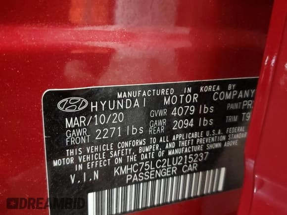 ✅ 2020 Hyundai Ioniq SE • VIN: KMHC75LC2LU215237 • Lot: 48349985. Wystawiony na Copart z przebiegiem 209 835 mil. Bezpłatny archiwum sprzedaży aukcyjnych z USA i szczegółowy raport historii pojazdu na DreamBid. Zdjęcie 12.