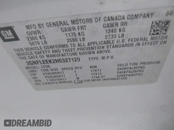 ✅ 2017 Chevrolet Equinox LS • VIN: 2GNFLEEK2H6327129 • Лот: 42782746. Опубликован ранее на IAAI с пробегом 209 545 миль. Бесплатный доступ к архиву аукционных продаж из США и подробный отчёт об истории автомобиля на DreamBid. Изображение 9.