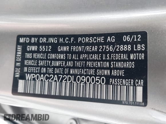 ✅ 2013 Porsche Panamera Turbo • VIN: WP0AC2A72DL090050 • Лот: 41129283. Опубликован ранее на IAAI с пробегом 68 542 миль. Бесплатный доступ к архиву аукционных продаж из США и подробный отчёт об истории автомобиля на DreamBid. Изображение 9.