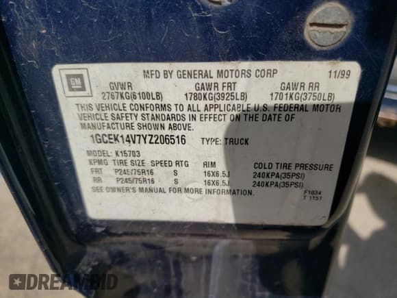 ✅ 2000 Chevrolet Silverado 1500 • VIN: 1GCEK14V7YZ206516 • Лот: 61213624. Опубликован ранее на Copart с пробегом 267 465 миль. Бесплатный доступ к архиву аукционных продаж из США и подробный отчёт об истории автомобиля на DreamBid. Изображение 12.