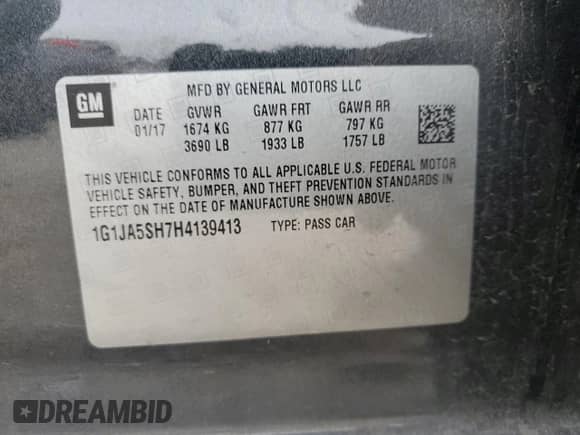 2017 Chevrolet Sonic LS с VIN 1G1JA5SH7H4139413, выставлен на аукционе Copart как лот 86642104 с пробегом 124 726 миль миль и Списание • Salvage title. История ставок и продаж доступна на DreamBid. Изображение 14.