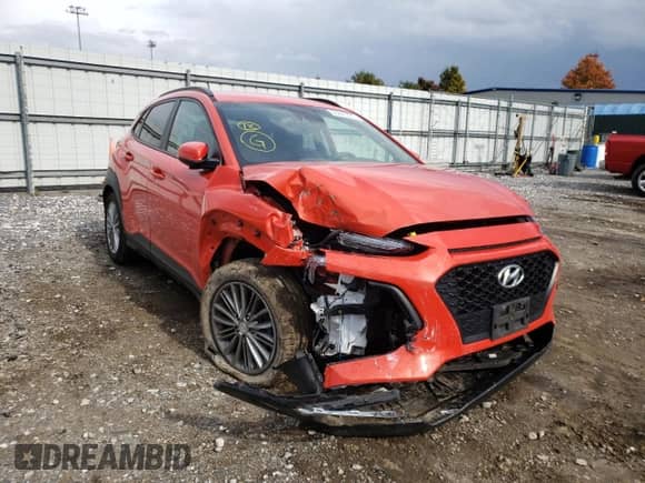 2020 Hyundai Kona SEL with VIN KM8K22AAXLU400002, listed as a Copart auction lot 63843032 with 61,666 mi miles and . Bid and sale history available at DreamBid. Image 1.