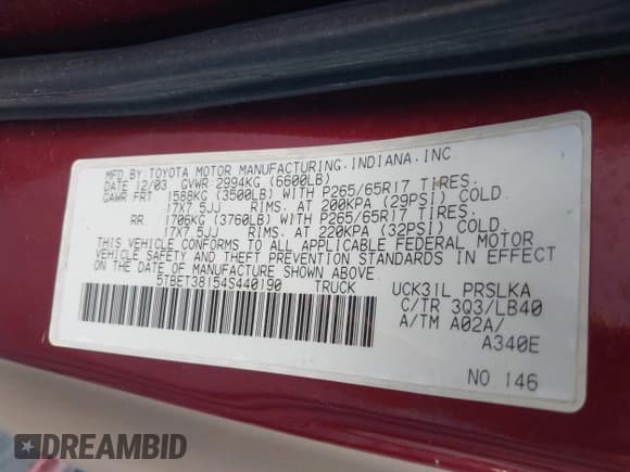 ✅ 2004 Toyota Tundra Limited • VIN: 5TBET38154S440190 • Lot: 42620685. Wystawiony na IAAI z przebiegiem 157 286 mil. Bezpłatny archiwum sprzedaży aukcyjnych z USA i szczegółowy raport historii pojazdu na DreamBid. Zdjęcie 9.