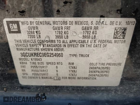 ✅ 2014 Chevrolet Silverado 1500 LT • VIN: 3GCUKREC9EG254960 • Лот: 43411969. Опубликован ранее на IAAI с пробегом 98 505 миль. Бесплатный доступ к архиву аукционных продаж из США и подробный отчёт об истории автомобиля на DreamBid. Изображение 9.