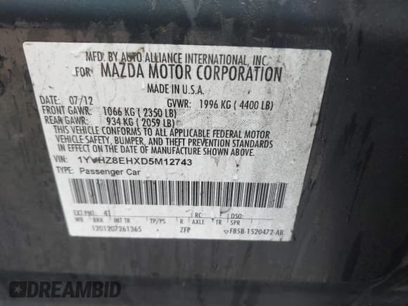 ✅ 2013 Mazda 6 i Touring Plus • VIN: 1YVHZ8EHXD5M12743 • Lot: 42365284. Wystawiony na IAAI z przebiegiem 131 900 mil. Bezpłatny archiwum sprzedaży aukcyjnych z USA i szczegółowy raport historii pojazdu na DreamBid. Zdjęcie 9.