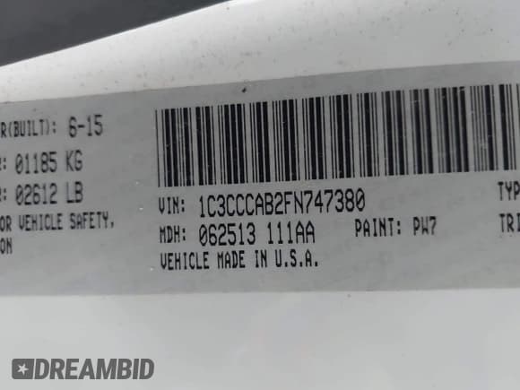 ✅ 2015 Chrysler 200 Limited • VIN: 1C3CCCAB2FN747380 • Lot: 43507078. Listed on IAAI with 160,822 mi. Free auction sales archive from the USA and detailed vehicle history report at DreamBid. Image 9.