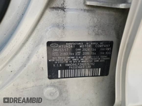 ✅ 2017 Hyundai Elantra SE • VIN: KMHD84LF2HU376782 • Lot: 69137485. Wystawiony na Copart z przebiegiem 80 615 mil. Bezpłatny archiwum sprzedaży aukcyjnych z USA i szczegółowy raport historii pojazdu na DreamBid. Zdjęcie 12.