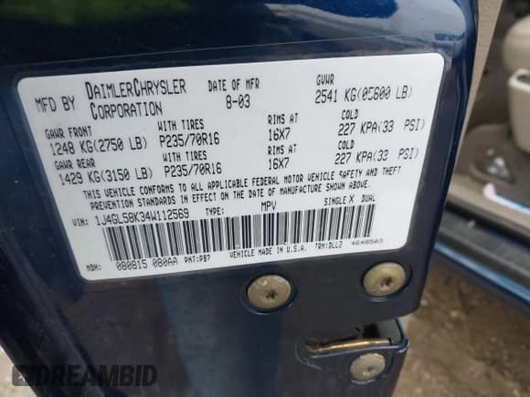 ✅ 2004 Jeep Liberty Limited • VIN: 1J4GL58K34W112569 • Lot: 42021937. Listed on IAAI with 181,814 mi. Free auction sales archive from the USA and detailed vehicle history report at DreamBid. Image 9.