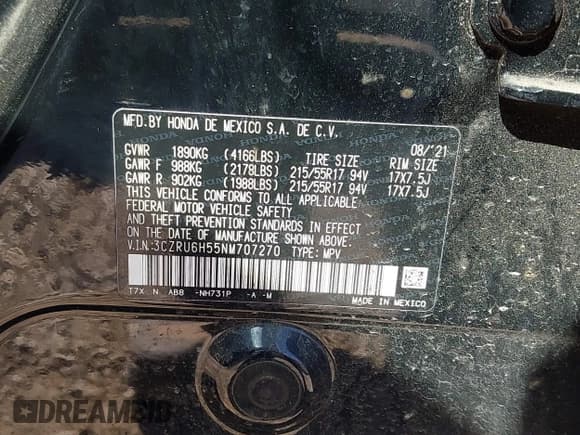 ✅ 2022 Honda HR-V EX • VIN: 3CZRU6H55NM707270 • Лот: 43163955. Опубликован ранее на IAAI с пробегом 40 856 миль. Бесплатный доступ к архиву аукционных продаж из США и подробный отчёт об истории автомобиля на DreamBid. Изображение 9.