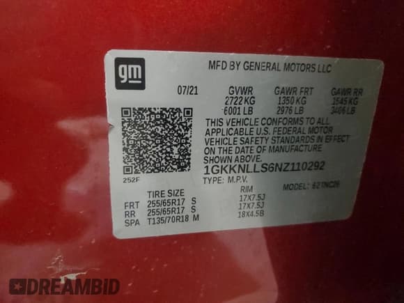 ✅ 2022 GMC Acadia AT4 • VIN: 1GKKNLLS6NZ110292 • Lot: 92070315. Listed on Copart with 40,943 mi. Free auction sales archive from the USA and detailed vehicle history report at DreamBid. Image 13.