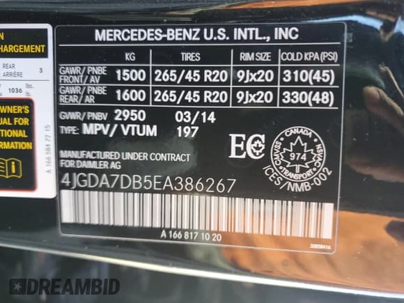 ✅ 2014 Mercedes-Benz M 550 • VIN: 4JGDA7DB5EA386267 • Лот: 68965025. Опубликован ранее на Copart с пробегом 246 013 миль. Бесплатный доступ к архиву аукционных продаж из США и подробный отчёт об истории автомобиля на DreamBid. Изображение 13.