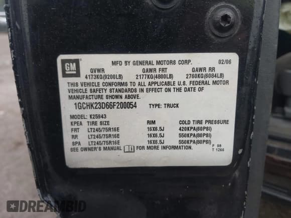 ✅ 2006 Chevrolet Silverado 2500HD LT3 • VIN: 1GCHK23D66F200054 • Лот: 42301893. Опубликован ранее на IAAI с пробегом 165 624 миль. Бесплатный доступ к архиву аукционных продаж из США и подробный отчёт об истории автомобиля на DreamBid. Изображение 9.