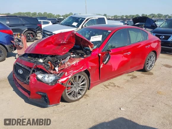 ✅ 2023 Infiniti Q50 Red Sport 400 • VIN: JN1FV7DP7PM570420 • Lot: 42904296. Listed on IAAI with 59,786 mi. Free auction sales archive from the USA and detailed vehicle history report at DreamBid. Image 16.