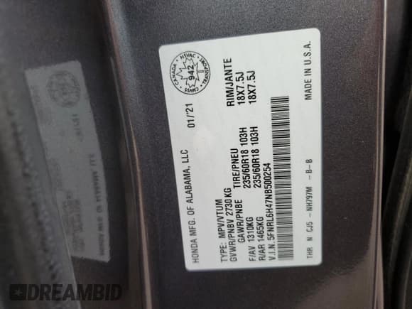 ✅ 2022 Honda Odyssey • VIN: 5FNRL6H47NB500254 • Lot: 87278715. Wystawiony na Copart z przebiegiem 50 602 mil. Bezpłatny archiwum sprzedaży aukcyjnych z USA i szczegółowy raport historii pojazdu na DreamBid. Zdjęcie 14.