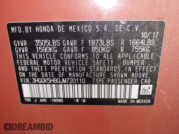 ✅ 2018 Honda Fit EX • VIN: 3HGGK5H80JM720110 • Lot: 43428185. Listed on IAAI with 77,486 mi. Free auction sales archive from the USA and detailed vehicle history report at DreamBid. Image 9.