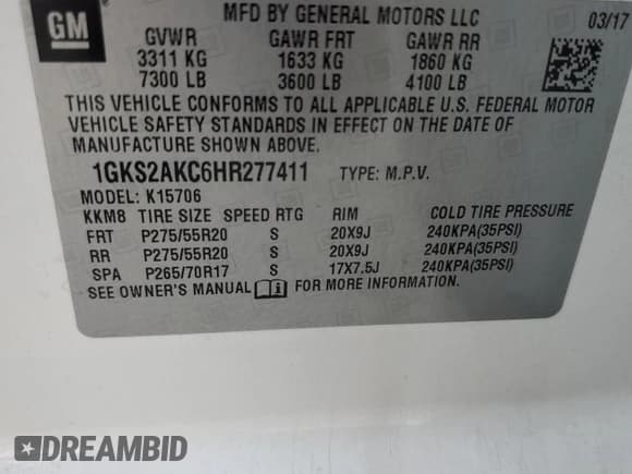 ✅ 2017 GMC Yukon SLE • VIN: 1GKS2AKC6HR277411 • Lot: 85935115. Wystawiony na Copart z przebiegiem 111 070 mil. Bezpłatny archiwum sprzedaży aukcyjnych z USA i szczegółowy raport historii pojazdu na DreamBid. Zdjęcie 13.