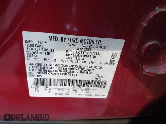 ✅ 2020 Ford Explorer XLT • VIN: 1FMSK7DH1LGB53845 • Лот: 43848415. Опубликован ранее на IAAI с пробегом Не указан. Бесплатный доступ к архиву аукционных продаж из США и подробный отчёт об истории автомобиля на DreamBid. Изображение 9.