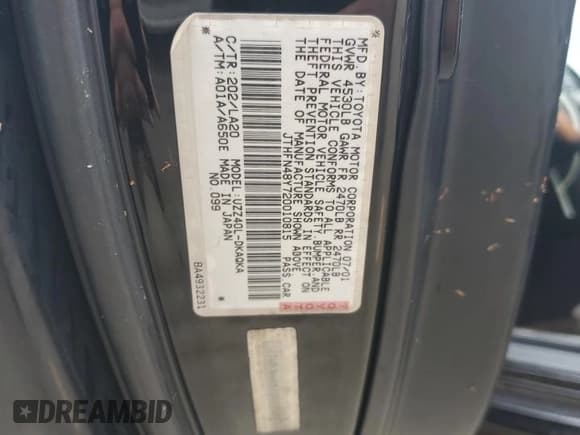 ✅ 2002 Lexus SC 430 • VIN: JTHFN48Y720010815 • Лот: 73868954. Опубликован ранее на Copart с пробегом Не указан. Бесплатный доступ к архиву аукционных продаж из США и подробный отчёт об истории автомобиля на DreamBid. Изображение 13.