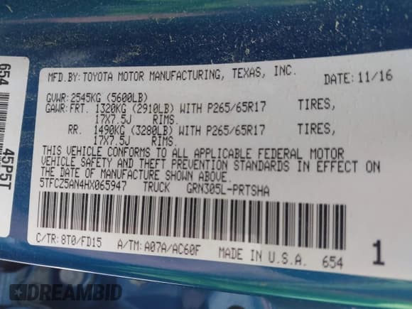 ✅ 2017 Toyota Tacoma SR5 • VIN: 5TFCZ5AN4HX065947 • Lot: 42017419. Listed on IAAI with Not provided. Free auction sales archive from the USA and detailed vehicle history report at DreamBid. Image 9.