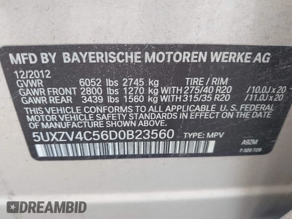 ✅ 2013 BMW X5 xDrive35i • VIN: 5UXZV4C56D0B23560 • Лот: 43582516. Опубликован ранее на IAAI с пробегом 206 874 миль. Бесплатный доступ к архиву аукционных продаж из США и подробный отчёт об истории автомобиля на DreamBid. Изображение 9.