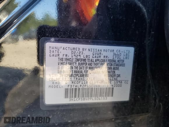 ✅ 2023 Nissan Kicks S • VIN: 3N1CP5BV2PL506153 • Лот: 84465665. Опубликован ранее на Copart с пробегом 39 499 миль. Бесплатный доступ к архиву аукционных продаж из США и подробный отчёт об истории автомобиля на DreamBid. Изображение 13.