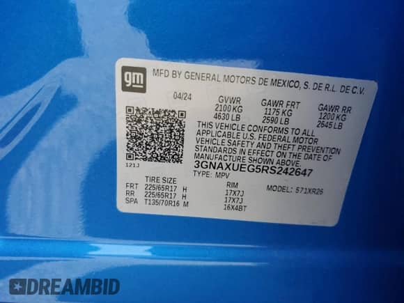 2024 Chevrolet Equinox LT with VIN 3GNAXUEG5RS242647, listed as a Copart auction lot 82704955 with 5,998 mi miles and Salvage title. Bid and sale history available at DreamBid. Image 13.