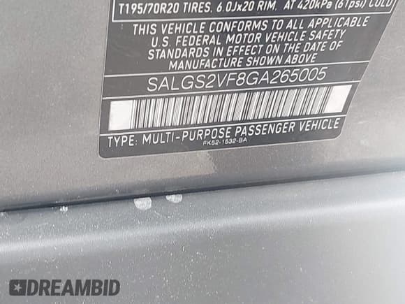 ✅ 2016 Land Rover Range Rover HSE • VIN: SALGS2VF8GA265005 • Лот: 42925252. Опубликован ранее на IAAI с пробегом 97 666 миль. Бесплатный доступ к архиву аукционных продаж из США и подробный отчёт об истории автомобиля на DreamBid. Изображение 9.