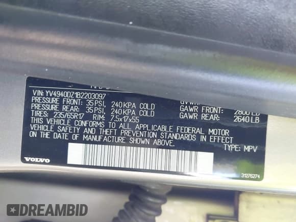 ✅ 2011 Volvo XC60 3.2L • VIN: YV4940DZ1B2203097 • Лот: 43525216. Опубликован ранее на IAAI с пробегом Не указан. Бесплатный доступ к архиву аукционных продаж из США и подробный отчёт об истории автомобиля на DreamBid. Изображение 9.