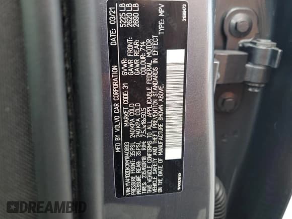 ✅ 2021 Volvo XC60 Momentum • VIN: YV4102DKXM1840893 • Lot: 62770615. Wystawiony na Copart z przebiegiem 46 554 mil. Bezpłatny archiwum sprzedaży aukcyjnych z USA i szczegółowy raport historii pojazdu na DreamBid. Zdjęcie 14.