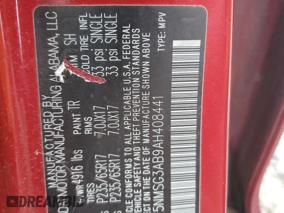 ✅ 2010 Hyundai Santa Fe GLS • VIN: 5NMSG3AB9AH408441 • Лот: 85882345. Опубликован ранее на Copart с пробегом 117 951 миль. Бесплатный доступ к архиву аукционных продаж из США и подробный отчёт об истории автомобиля на DreamBid. Изображение 13.