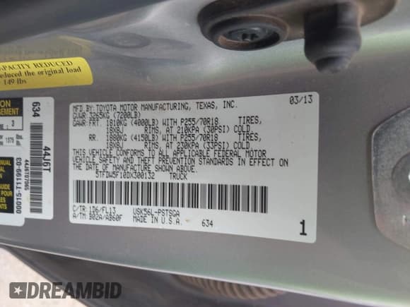 ✅ 2013 Toyota Tundra • VIN: 5TFDW5F10DX300132 • Lot: 43132015. Wystawiony na IAAI z przebiegiem 168 696 mil. Bezpłatny archiwum sprzedaży aukcyjnych z USA i szczegółowy raport historii pojazdu na DreamBid. Zdjęcie 9.