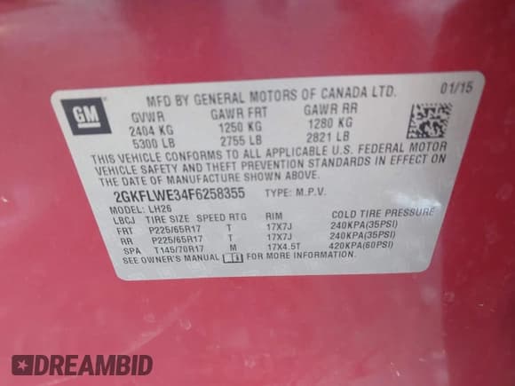 ✅ 2015 GMC Terrain SLE • VIN: 2GKFLWE34F6258355 • Lot: 43683896. Wystawiony na IAAI z przebiegiem 136 028 mil. Bezpłatny archiwum sprzedaży aukcyjnych z USA i szczegółowy raport historii pojazdu na DreamBid. Zdjęcie 9.