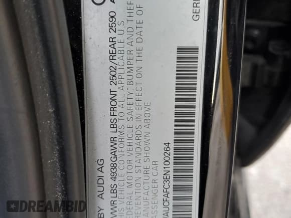 ✅ 2014 Audi A6 Premium • VIN: WAUCFAFC3EN100264 • Lot: 82997474. Listed on Copart with 175,757 mi. Free auction sales archive from the USA and detailed vehicle history report at DreamBid. Image 14.