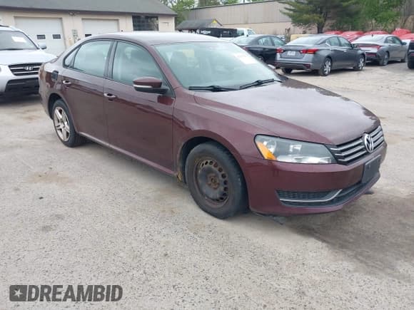 ✅ 2013 Volkswagen Passat S • VIN: 1VWAP7A34DC065484 • Lot: 42321583. Listed on IAAI with 285,295 mi. Free auction sales archive from the USA and detailed vehicle history report at DreamBid. Image 1.