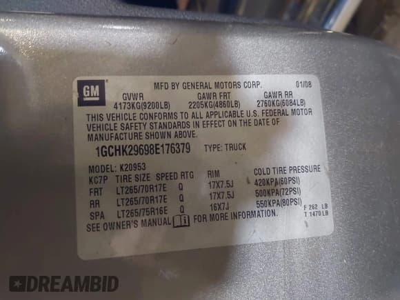 ✅ 2008 Chevrolet Silverado 2500HD 1LT • VIN: 1GCHK29698E176379 • Lot: 41808600. Wystawiony na IAAI z przebiegiem 182 610 mil. Bezpłatny archiwum sprzedaży aukcyjnych z USA i szczegółowy raport historii pojazdu na DreamBid. Zdjęcie 9.