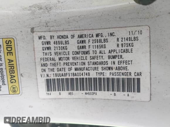 ✅ 2011 Acura TL Technology • VIN: 19UUA8F51BA004749 • Lot: 43611948. Wystawiony na IAAI z przebiegiem 201 193 mil. Bezpłatny archiwum sprzedaży aukcyjnych z USA i szczegółowy raport historii pojazdu na DreamBid. Zdjęcie 9.