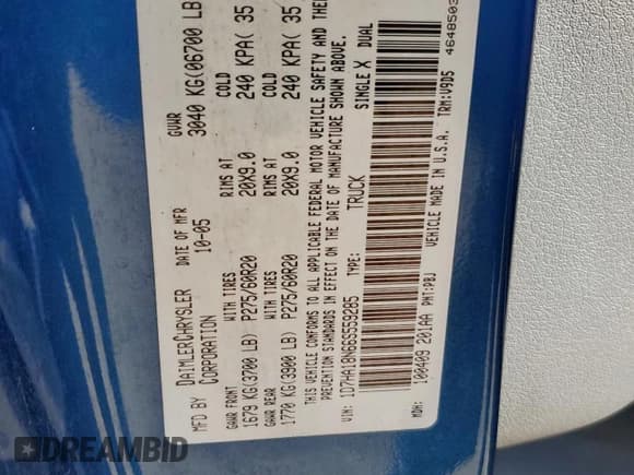 ✅ 2006 Dodge 1500 SLT • VIN: 1D7HA18N66S559285 • Лот: 90493325. Опубликован ранее на Copart с пробегом 179 378 миль. Бесплатный доступ к архиву аукционных продаж из США и подробный отчёт об истории автомобиля на DreamBid. Изображение 12.