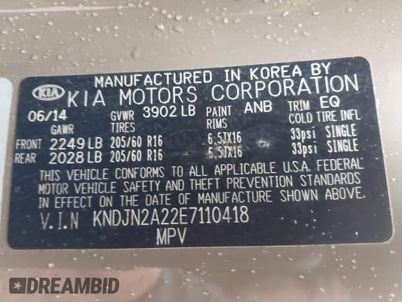 ✅ 2014 Kia Soul • VIN: KNDJN2A22E7110418 • Lot: 43495927. Listed on IAAI with 132,765 mi. Free auction sales archive from the USA and detailed vehicle history report at DreamBid. Image 9.