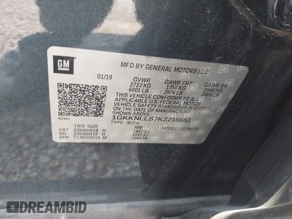 ✅ 2019 GMC Acadia SLE • VIN: 1GKKNLLS7KZ216651 • Лот: 42419362. Опубликован ранее на IAAI с пробегом 31 352 миль. Бесплатный доступ к архиву аукционных продаж из США и подробный отчёт об истории автомобиля на DreamBid. Изображение 9.