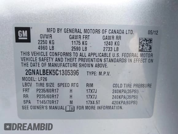 ✅ 2012 Chevrolet Equinox LS • VIN: 2GNALBEK5C1305396 • Лот: 43681532. Опубликован ранее на IAAI с пробегом 107 362 миль. Бесплатный доступ к архиву аукционных продаж из США и подробный отчёт об истории автомобиля на DreamBid. Изображение 9.