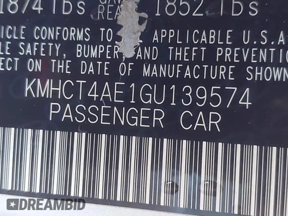 ✅ 2016 Hyundai Accent SE • VIN: KMHCT4AE1GU139574 • Lot: 43829480. Listed on IAAI with 245,249 mi. Free auction sales archive from the USA and detailed vehicle history report at DreamBid. Image 9.