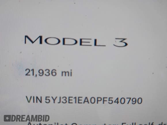✅ 2023 Tesla Model 3 • VIN: 5YJ3E1EA0PF540790 • Lot: 43580803. Wystawiony na IAAI z przebiegiem 21 936 mil. Bezpłatny archiwum sprzedaży aukcyjnych z USA i szczegółowy raport historii pojazdu na DreamBid. Zdjęcie 15.