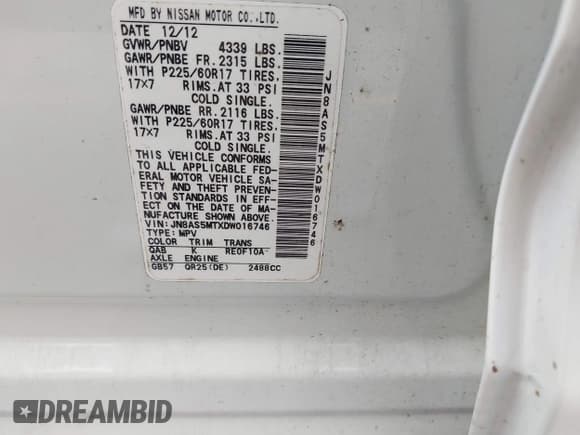 ✅ 2013 Nissan Rogue S • VIN: JN8AS5MTXDW016746 • Лот: 43135935. Опубликован ранее на IAAI с пробегом 142 493 миль. Бесплатный доступ к архиву аукционных продаж из США и подробный отчёт об истории автомобиля на DreamBid. Изображение 9.