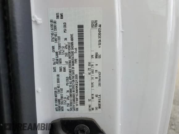 ✅ 2017 Ford F-150 XL • VIN: 1FTMF1C84HKE21355 • Lot: 91224855. Listed on Copart with 228,313 mi. Free auction sales archive from the USA and detailed vehicle history report at DreamBid. Image 12.