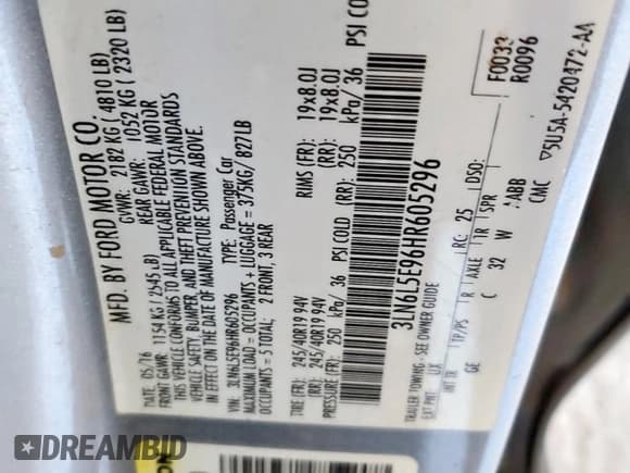 ✅ 2017 Lincoln MKZ Reserve • VIN: 3LN6L5E96HR605296 • Lot: 91032705. Wystawiony na Copart z przebiegiem 143 023 mil. Bezpłatny archiwum sprzedaży aukcyjnych z USA i szczegółowy raport historii pojazdu na DreamBid. Zdjęcie 13.